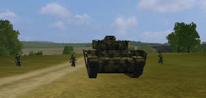 infanterie allemande progressant à l'abris des chars...